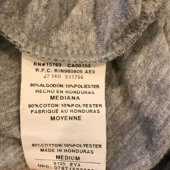 HANES Gray Silver Embellished Long Sleeve V-Neck Top Size M
