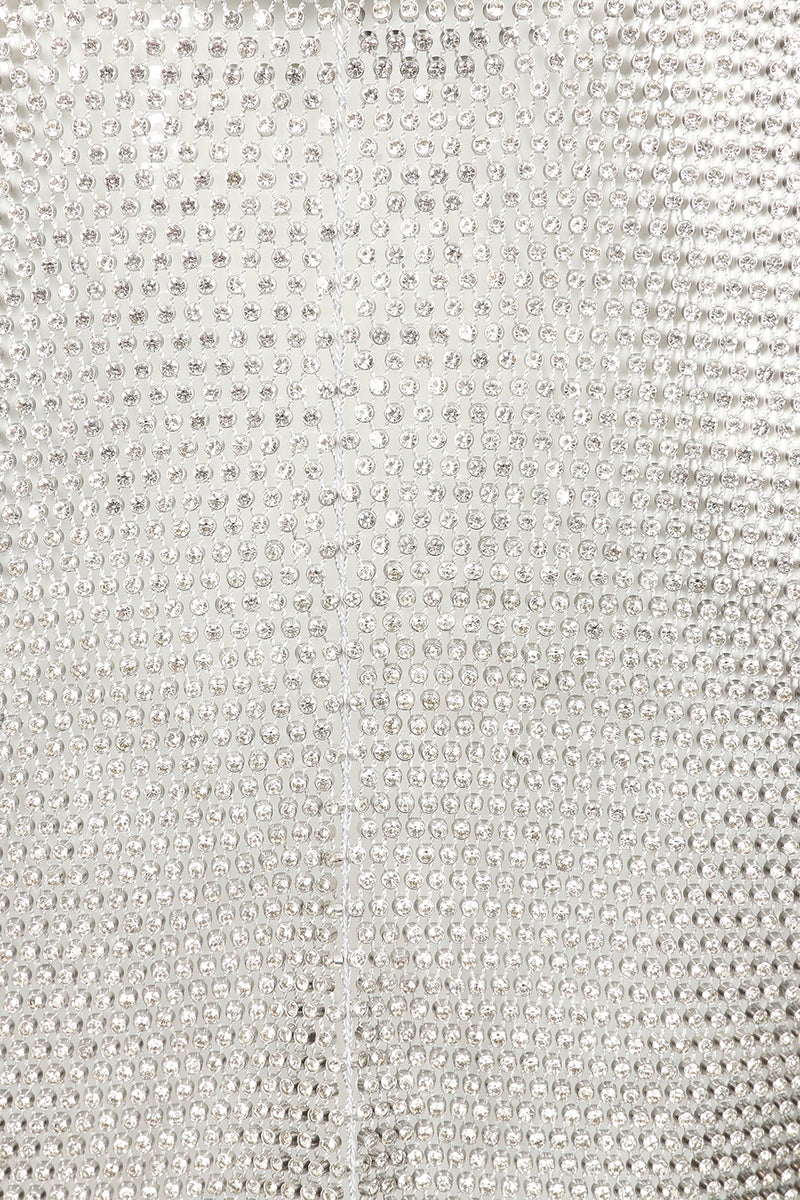 Crystal Embellished Fishnet Tank Top in Silver