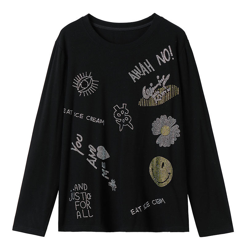 Latifa Plus Size Embellished Long Sleeve T Shirt Top