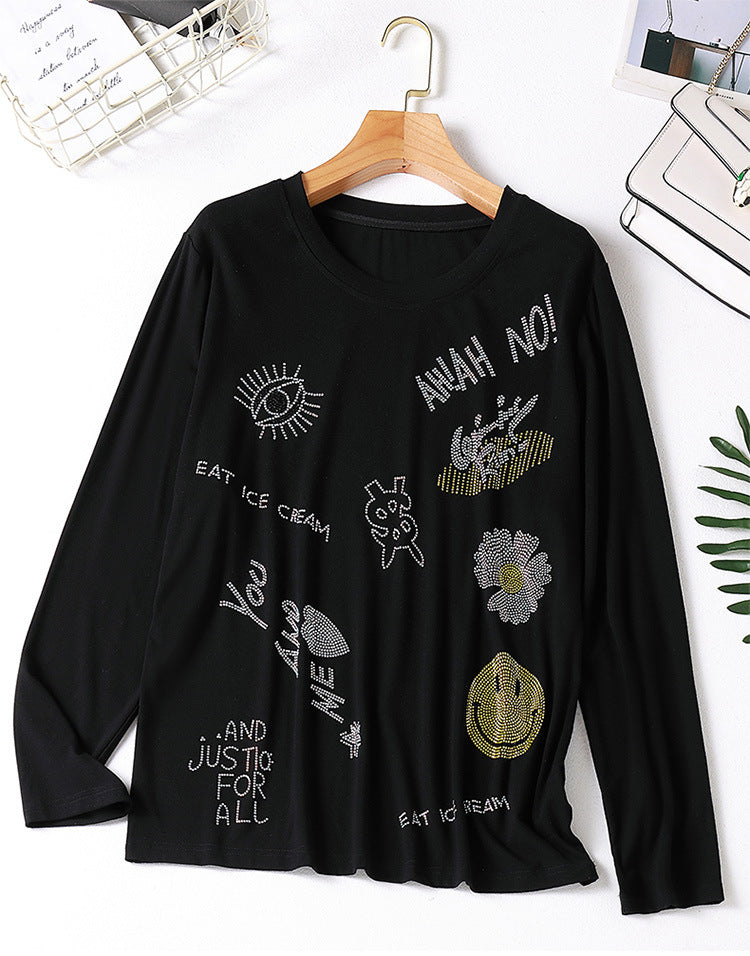 Latifa Plus Size Embellished Long Sleeve T Shirt Top