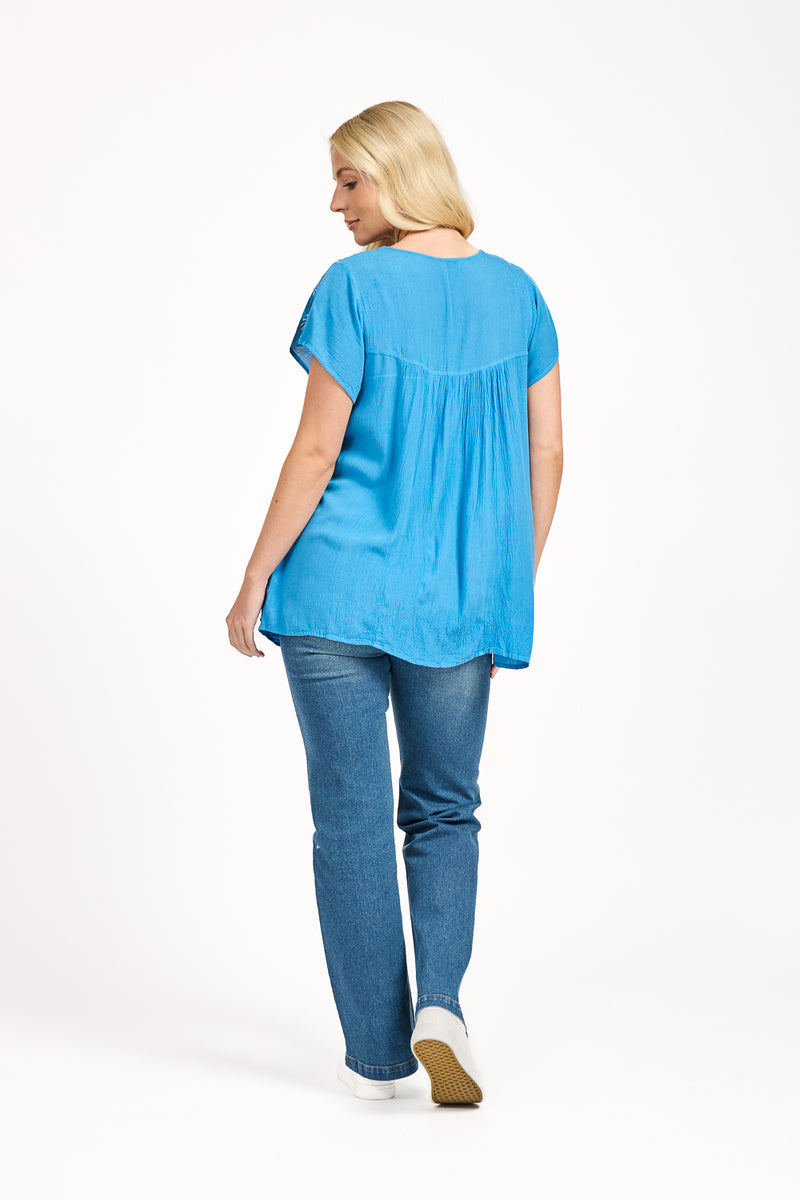 Batik Leaf Printed Embellished Top