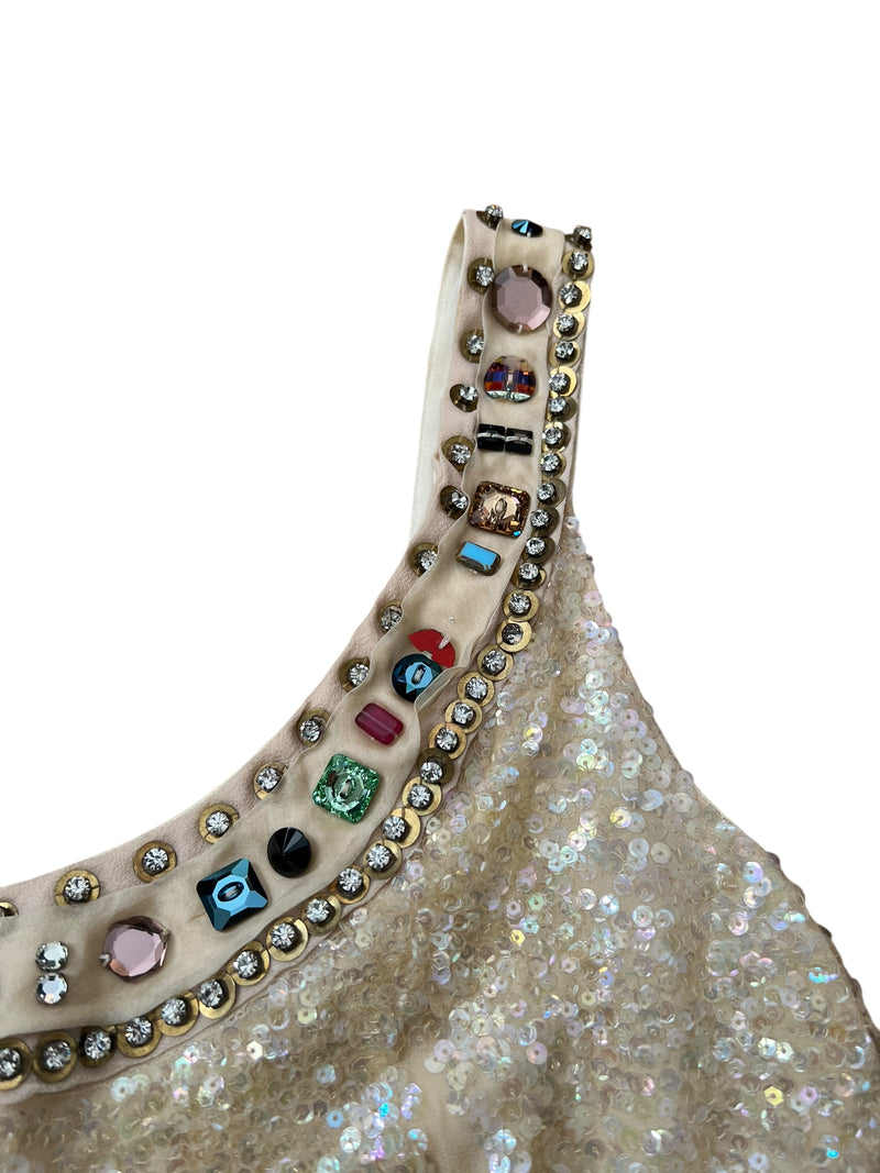 CHLOE S/S 2006 Embellished Sequin Silk Top (M-L)
