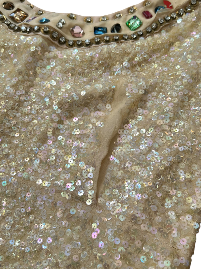 CHLOE S/S 2006 Embellished Sequin Silk Top (M-L)
