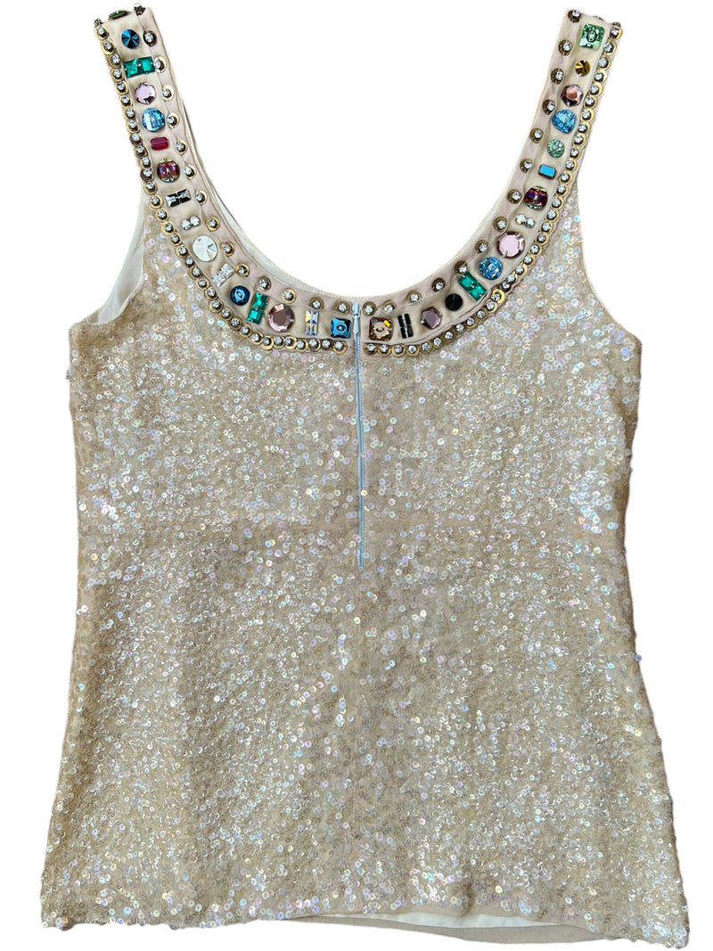 CHLOE S/S 2006 Embellished Sequin Silk Top (M-L)