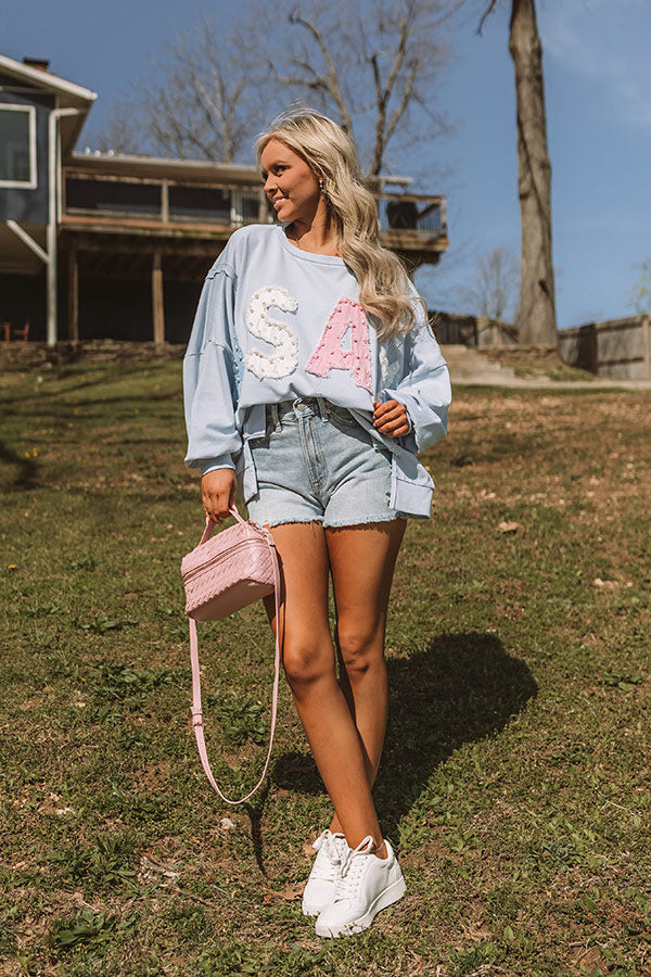 All-American Muse Pearl Embellished Oversized Sweatshirt