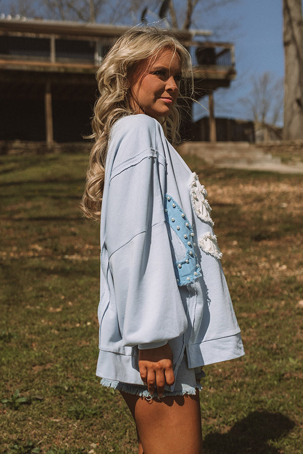 All-American Muse Pearl Embellished Oversized Sweatshirt
