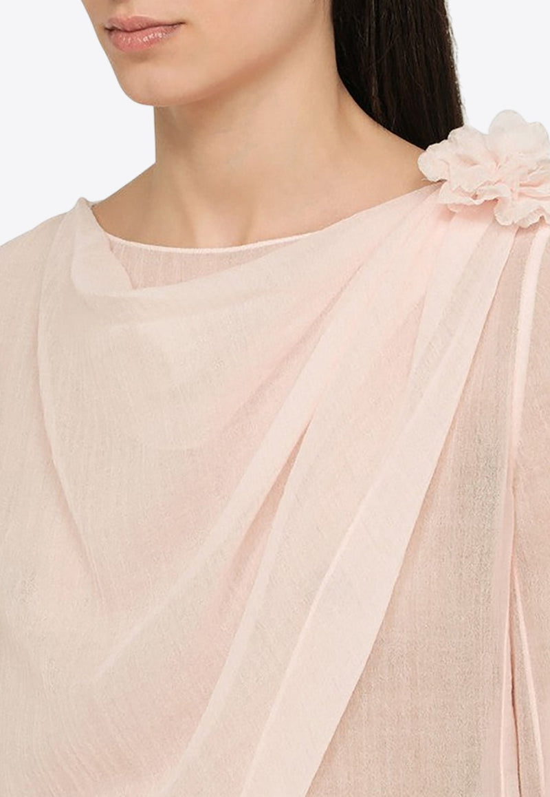 Flower-Embellished Wool Blouse