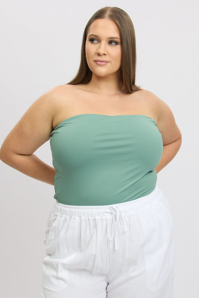 Green Bandeau Top
