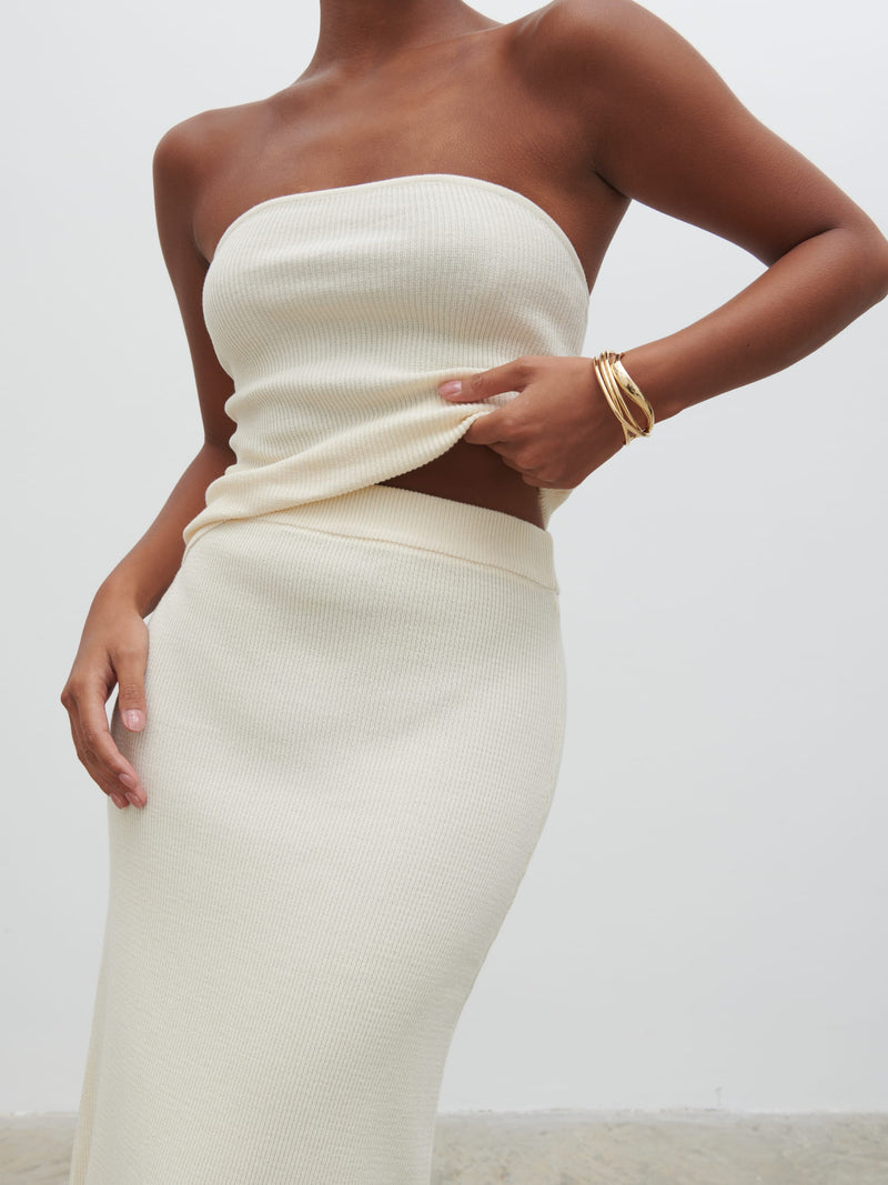 Reese Bandeau Knit Top - Cream