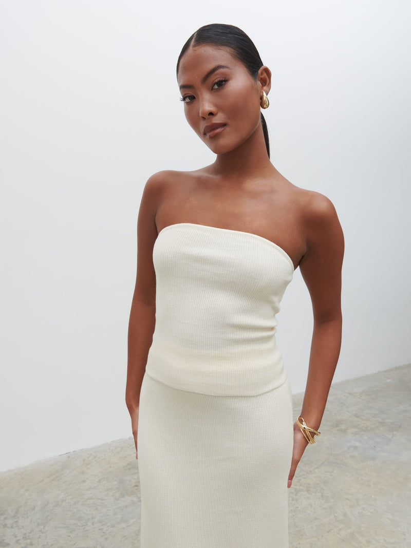 Reese Bandeau Knit Top - Cream