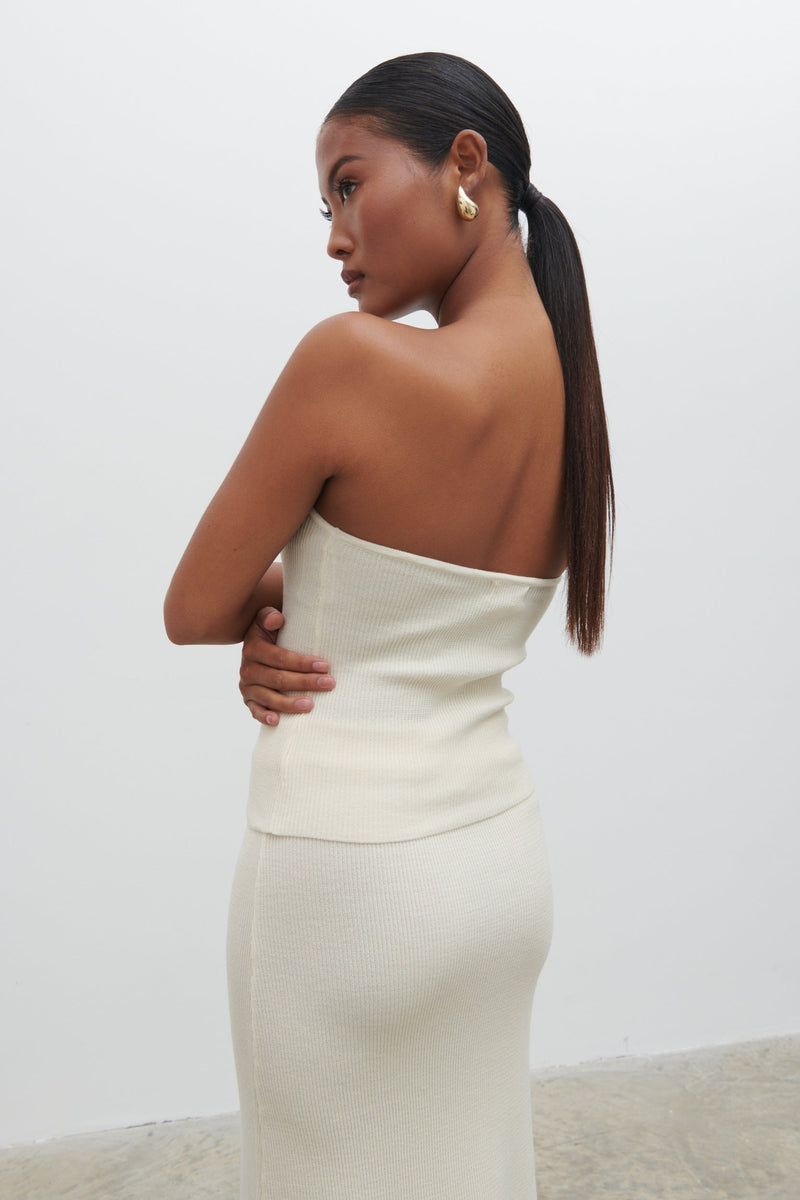 Reese Bandeau Knit Top - Cream