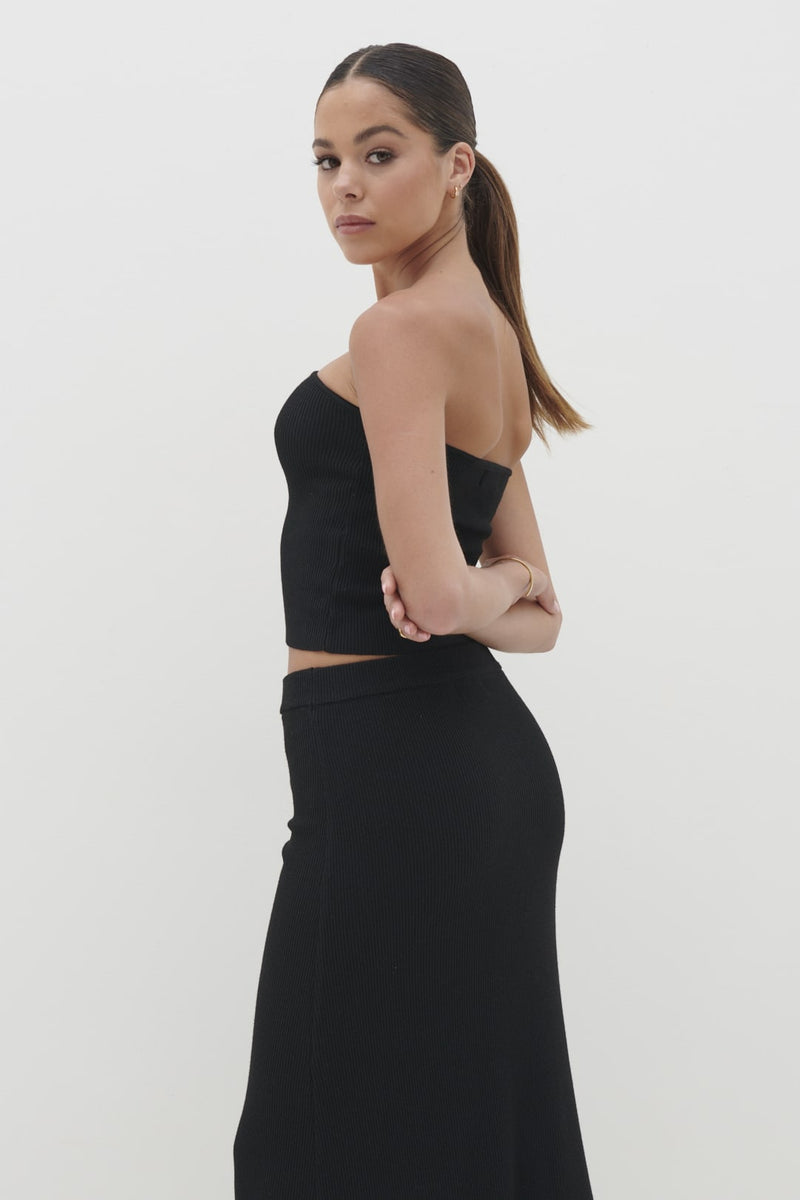 Reese Bandeau Knit Top - Black