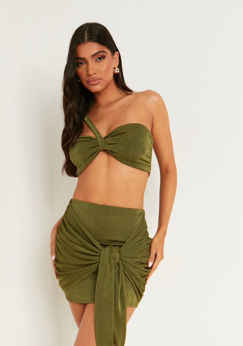 Marlowe Olive One Shoulder Bandeau Bralet