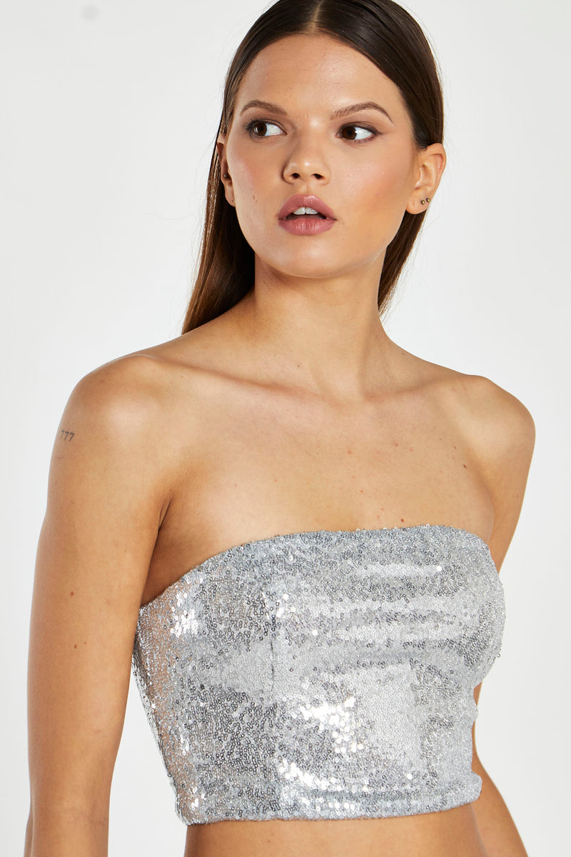 Silver-Sequim Bandeau Crop-Top