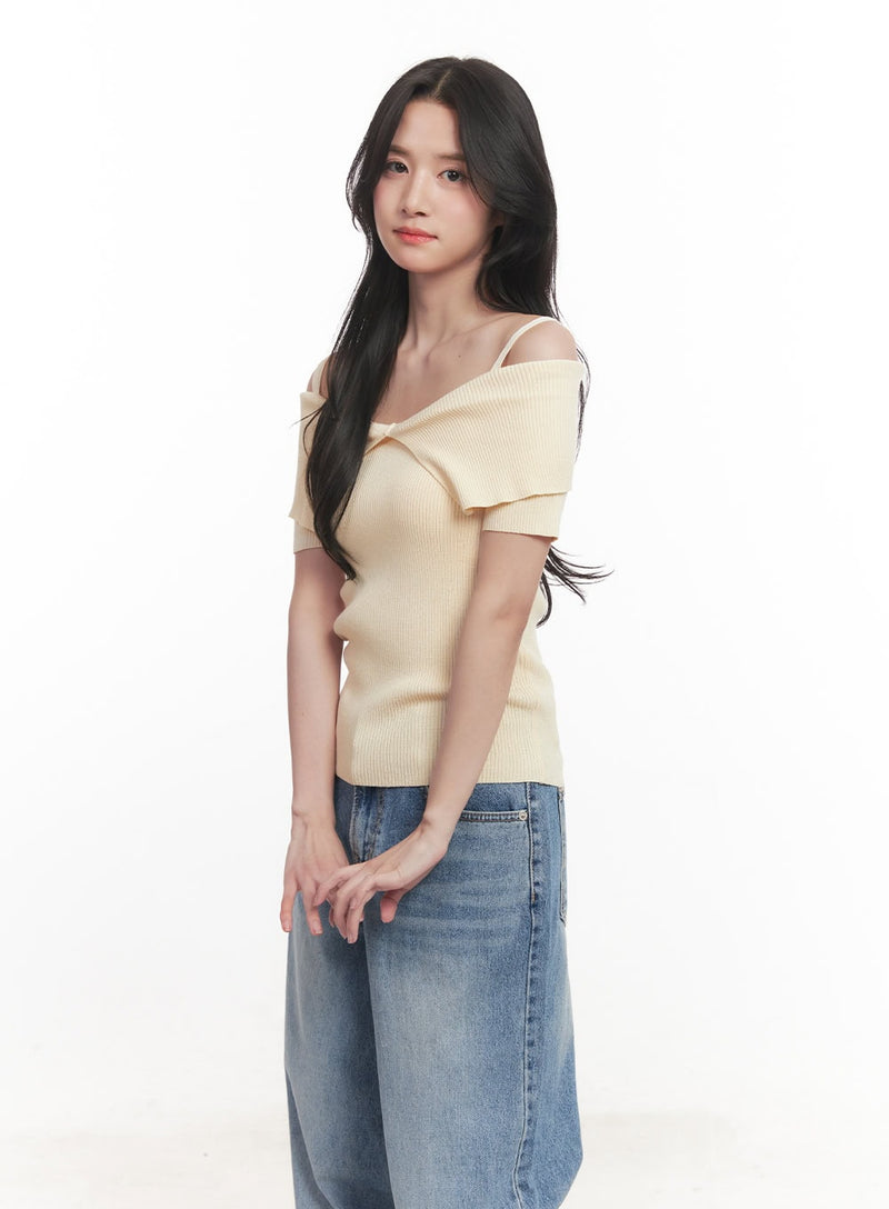 Cross Strap Off-Shoulder Top CA511