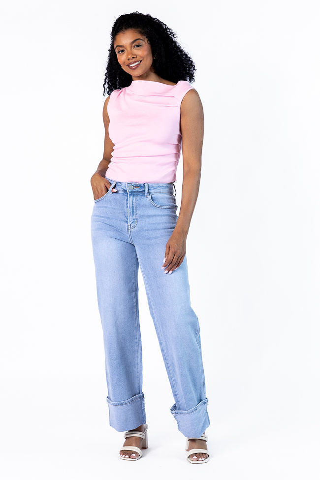 It's My Perspective Pink Off The Shoulder Ruched Sweater Top FINAL SALE