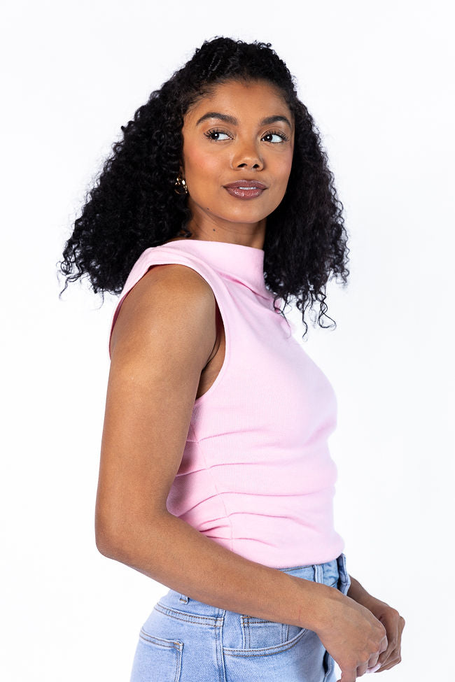 It's My Perspective Pink Off The Shoulder Ruched Sweater Top FINAL SALE