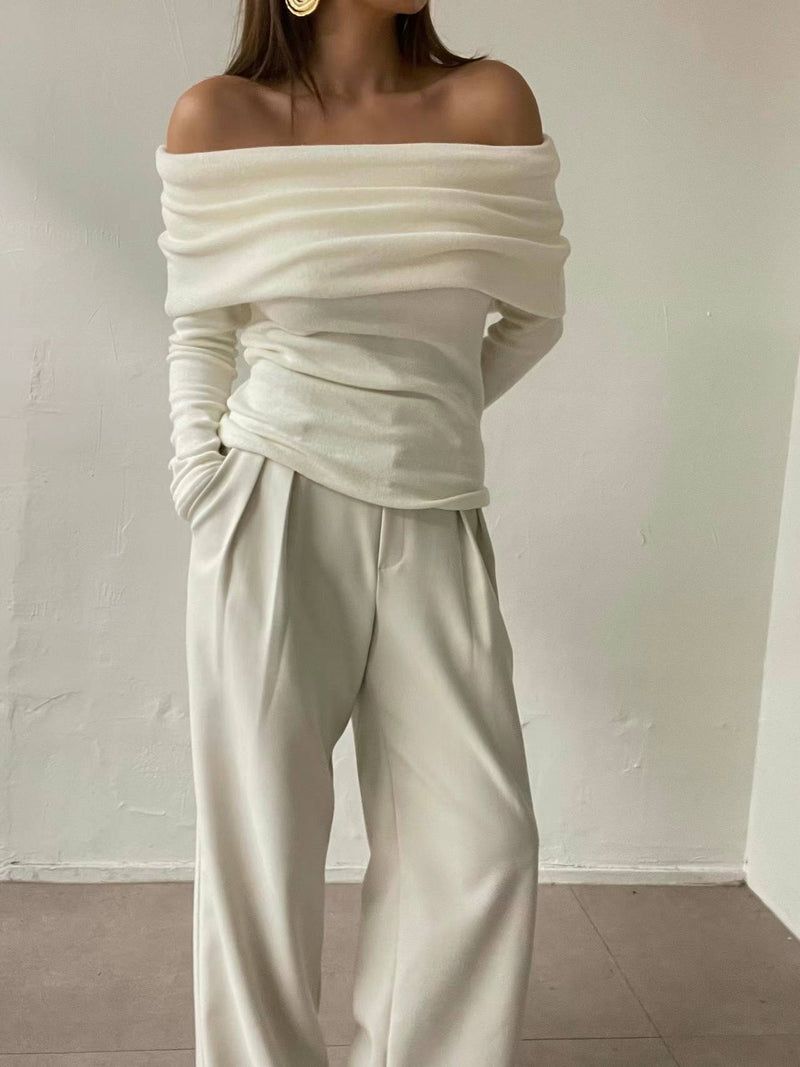 Veni Off Shoulder Knit Top Milk