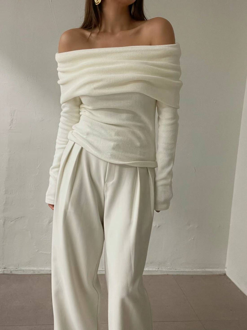 Veni Off Shoulder Knit Top Milk