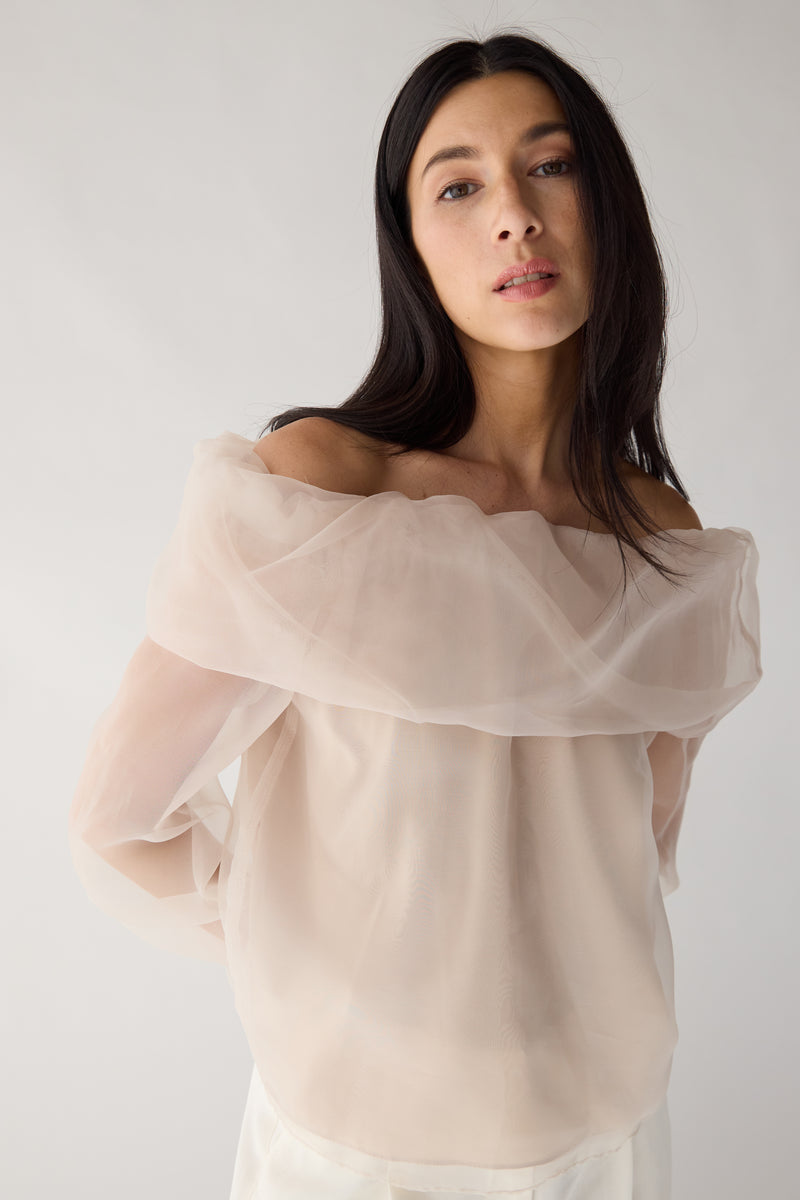 SHEER OFF THE SHOULDER TOP