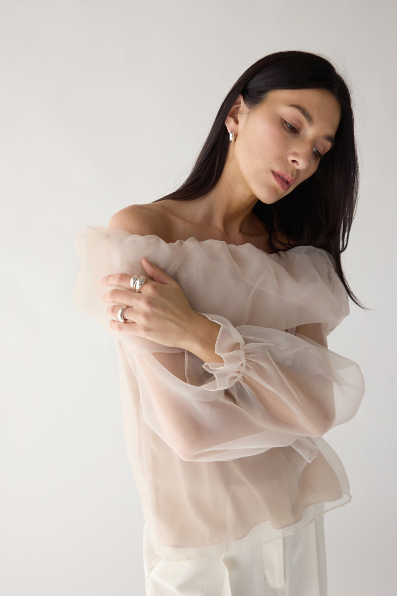 SHEER OFF THE SHOULDER TOP
