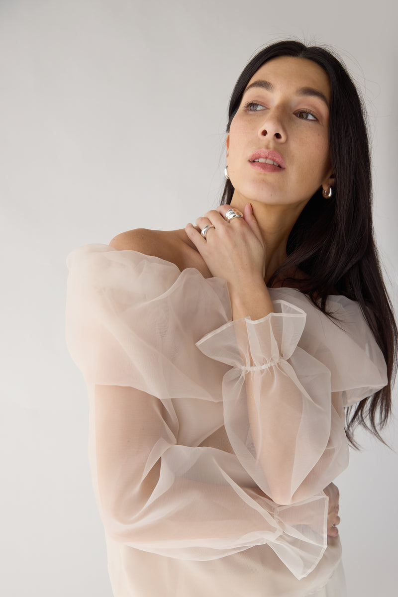 SHEER OFF THE SHOULDER TOP