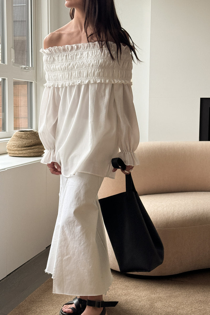 OFF SHOULDER RUCHED BLOUSE