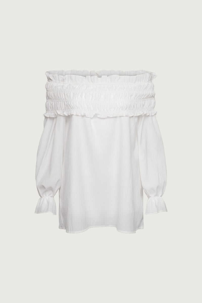 OFF SHOULDER RUCHED BLOUSE