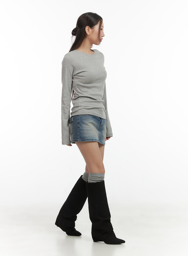 Soft Round Neck Long Sleeve Tee CO417