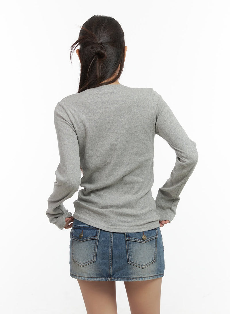 Soft Round Neck Long Sleeve Tee CO417