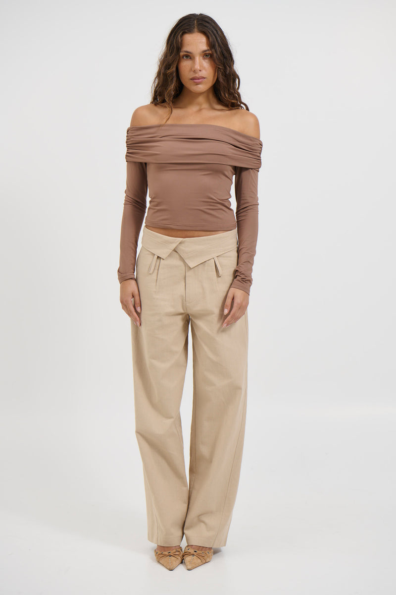 August Off The Shoulder Top Chocolate