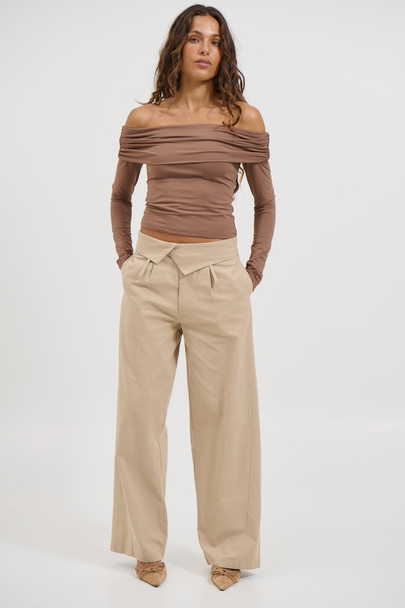 August Off The Shoulder Top Chocolate
