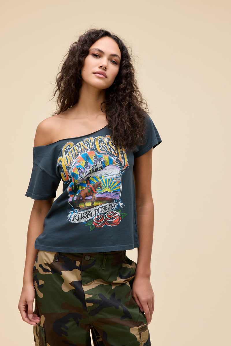 Johnny Cash Ghost Riders Off-The-Shoulder Solo Tee