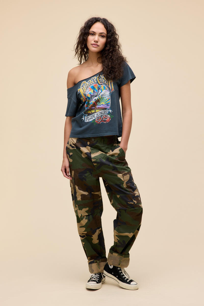 Johnny Cash Ghost Riders Off-The-Shoulder Solo Tee