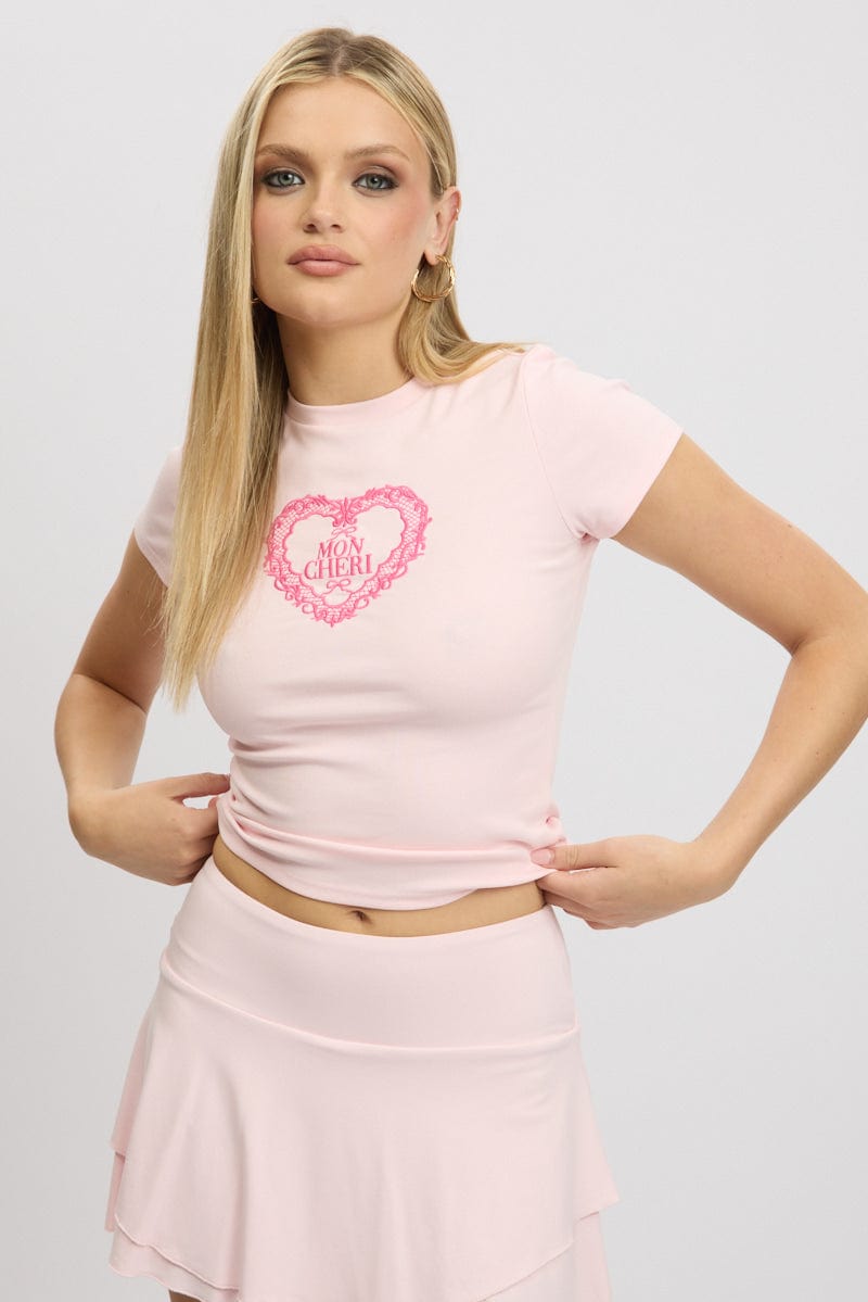 Pink Graphic Tee Short Sleeve