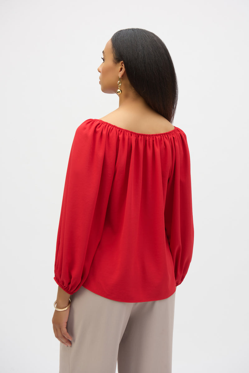 Joseph Ribkoff Off-Shoulder Eggshell Flared Top Style 252159