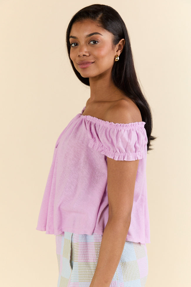 Minimal Essence Purple Off To Shoulder Knit Top FINAL SALE