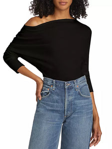 LAVINA DRAPED OFF SHOULDER SWEATER