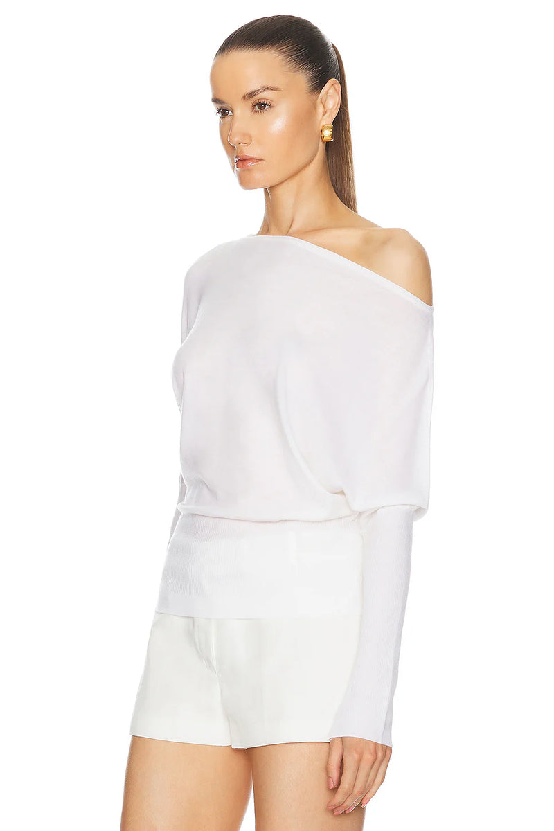 LAVINA DRAPED OFF SHOULDER SWEATER