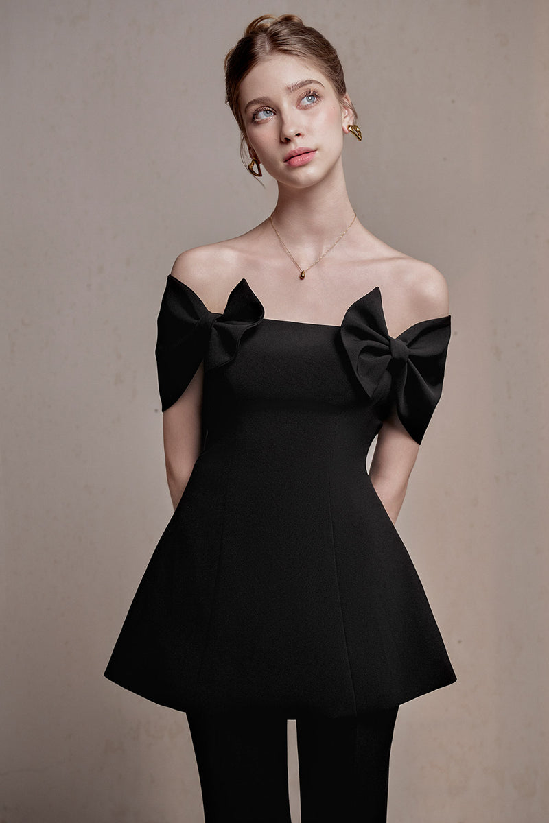 Seren Peplum Off-Shoulder Spandex Homespun Top
