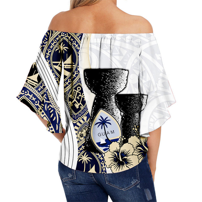 Guam Chamorro Off Shoulder Waist Wrap Top White Style LT6