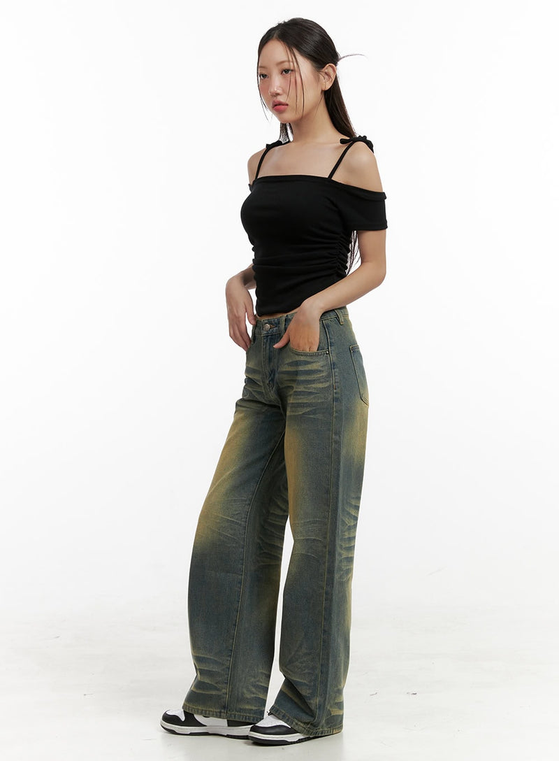 Shoulder Strap Off-Shoulder Crop Top CL431