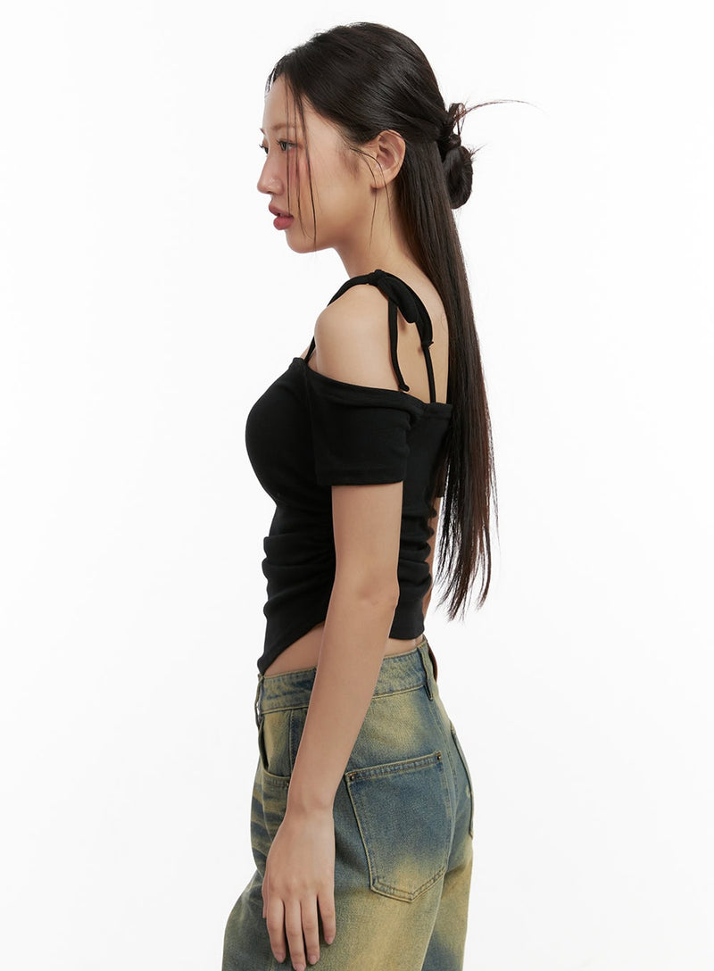 Shoulder Strap Off-Shoulder Crop Top CL431