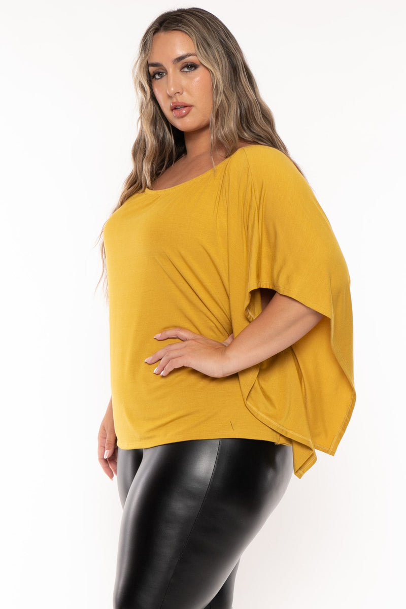 Plus Size Tori Off The Shoulder Top - Mustard