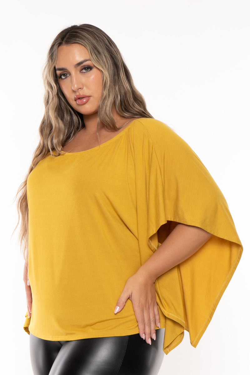 Plus Size Tori Off The Shoulder Top - Mustard