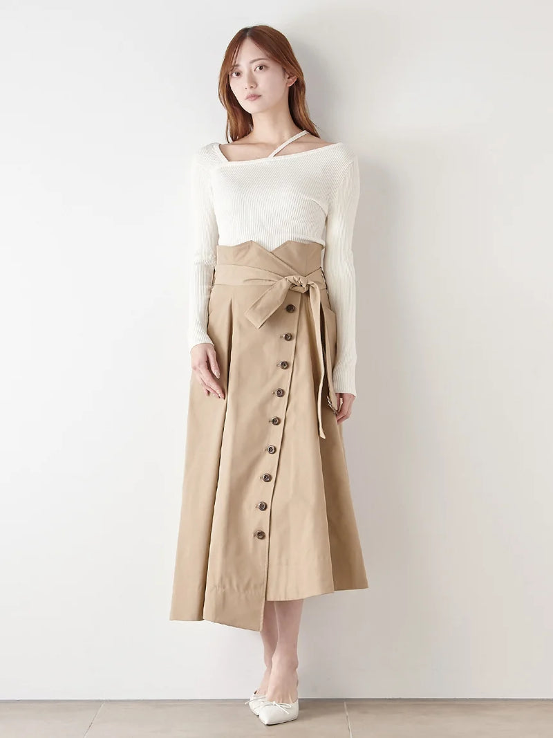 Off-Shoulder Asymmetrical Ribbed Knit Top