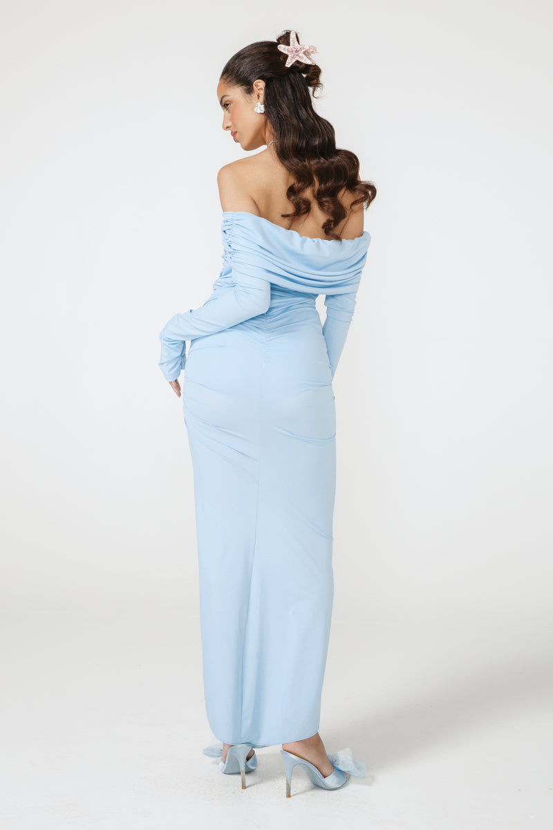 Micaela Off Shoulder Top (Blue) (Final Sale)