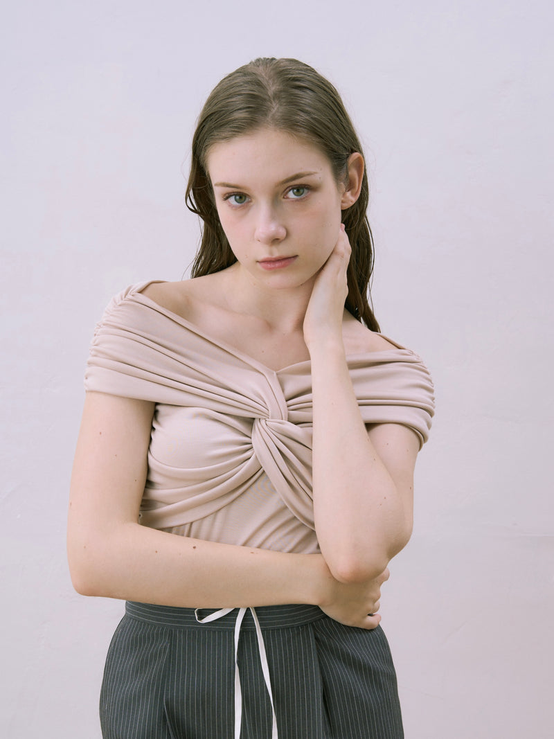 twist off-shoulder tops