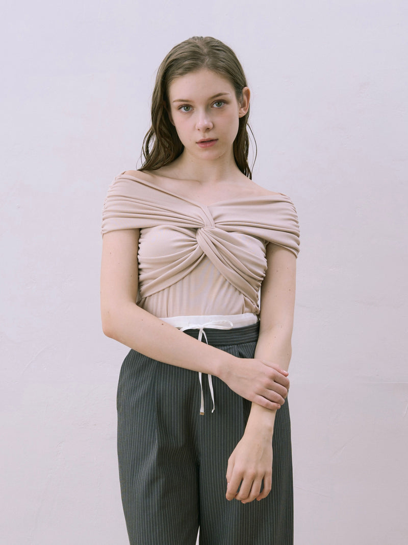 twist off-shoulder tops