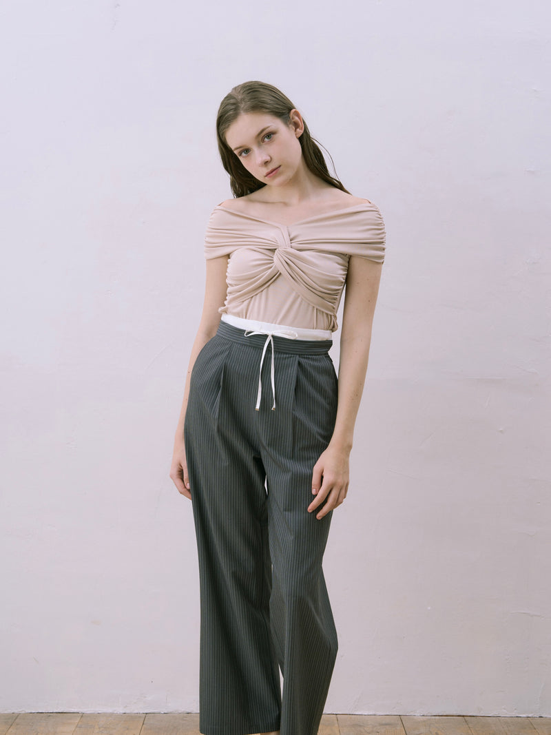 twist off-shoulder tops